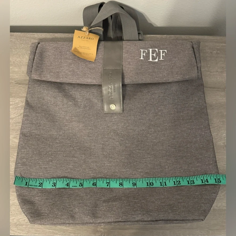 Azzaro Perfumes Fragrance Cologne Backpack Bag GREY GRAY NWT